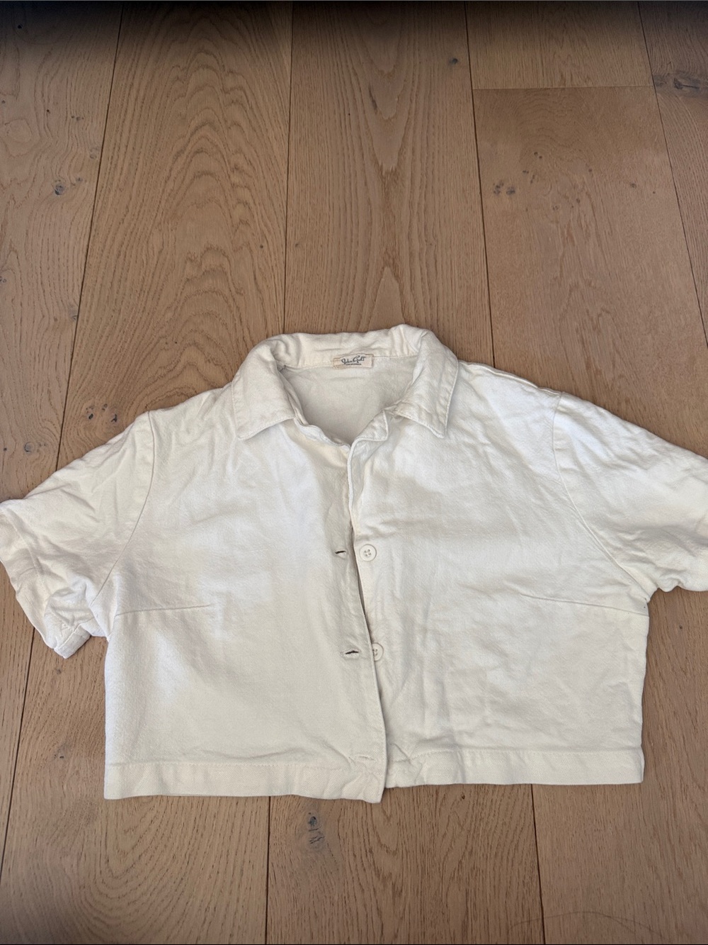 John galt Cropped White Button-Up Shirt